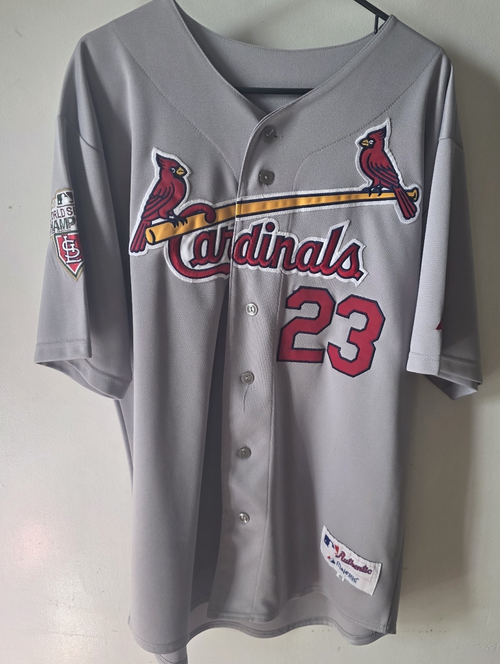 Majestic Authentic David Freese St. Louis Cardinals Jersey – Size L World Series